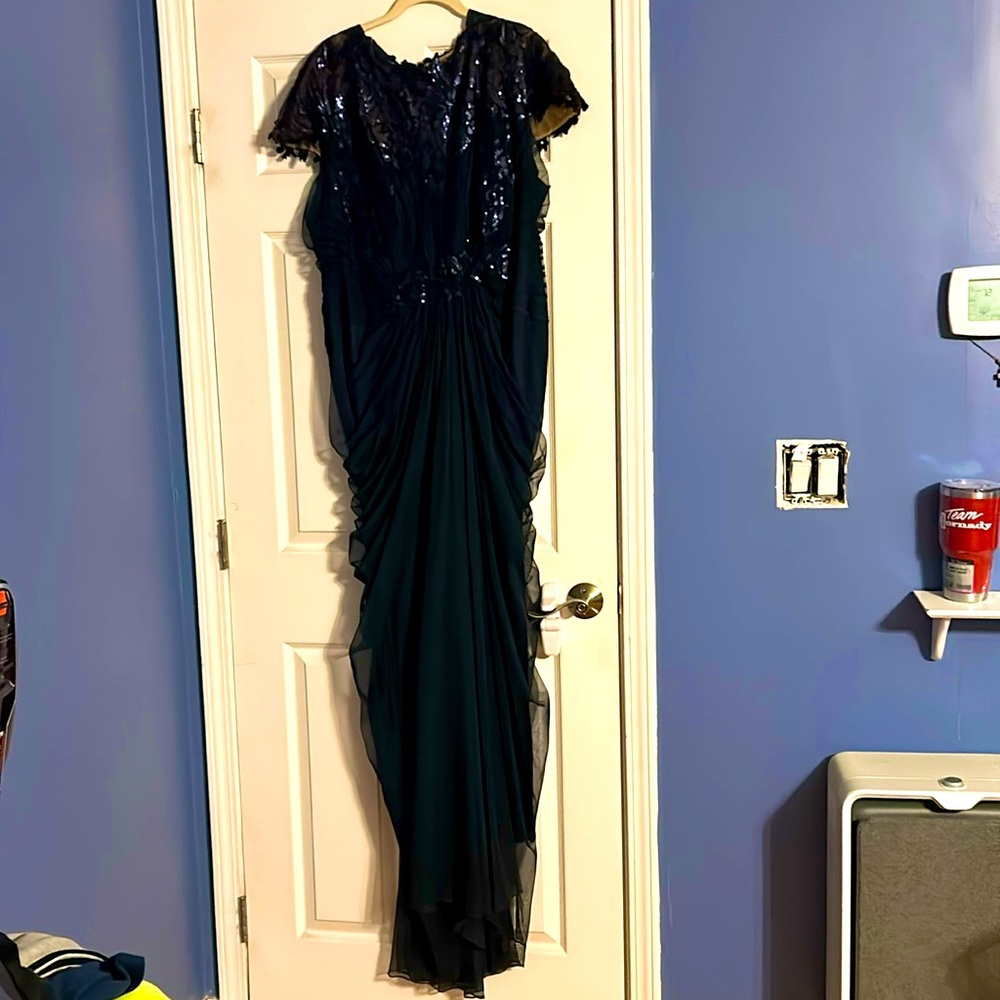 Leona Navy Sequin Lace Gown